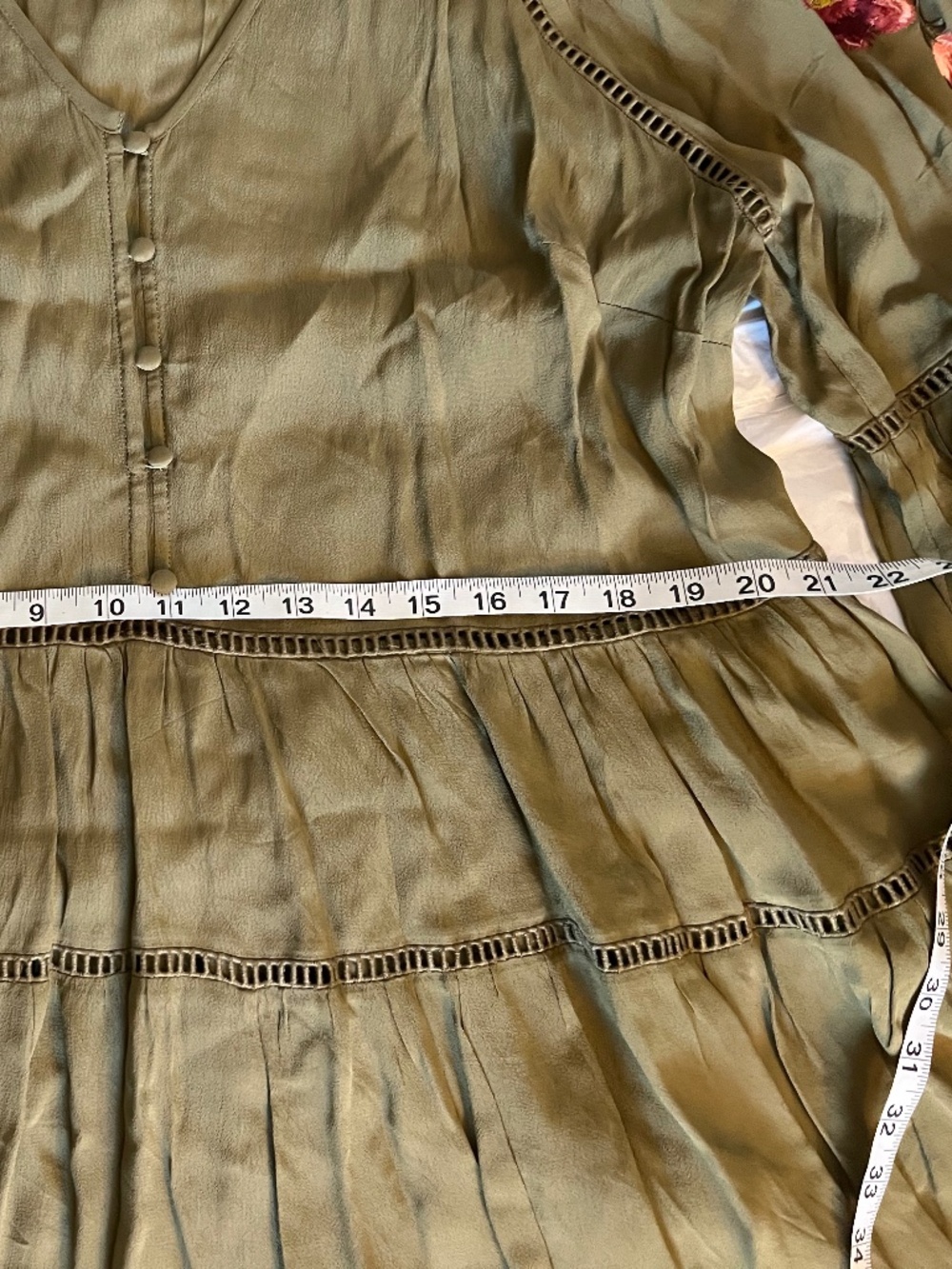 NWT ASOS DESIGN Lace Trim and Embroidered Long Sleeve Romper in khaki Size 14 - Picture 8 of 16